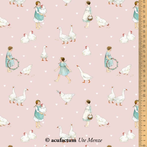 Baumwollstoff - Acufactum - Landleben - 40 x 70 cm - rosa